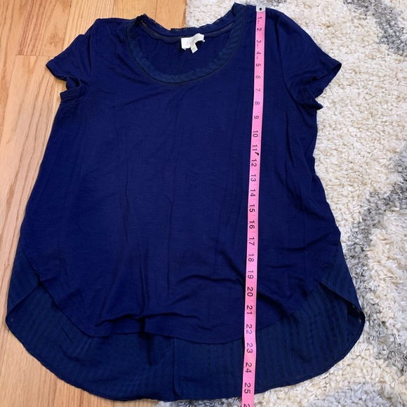 ANTHRO Deletta Blue Plaid Sheer Slice High Low Tee - Picture 10 of 10